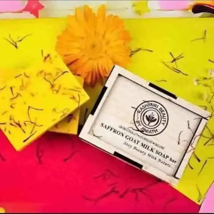 Saffron Goat milk Soap Bar With wooden box