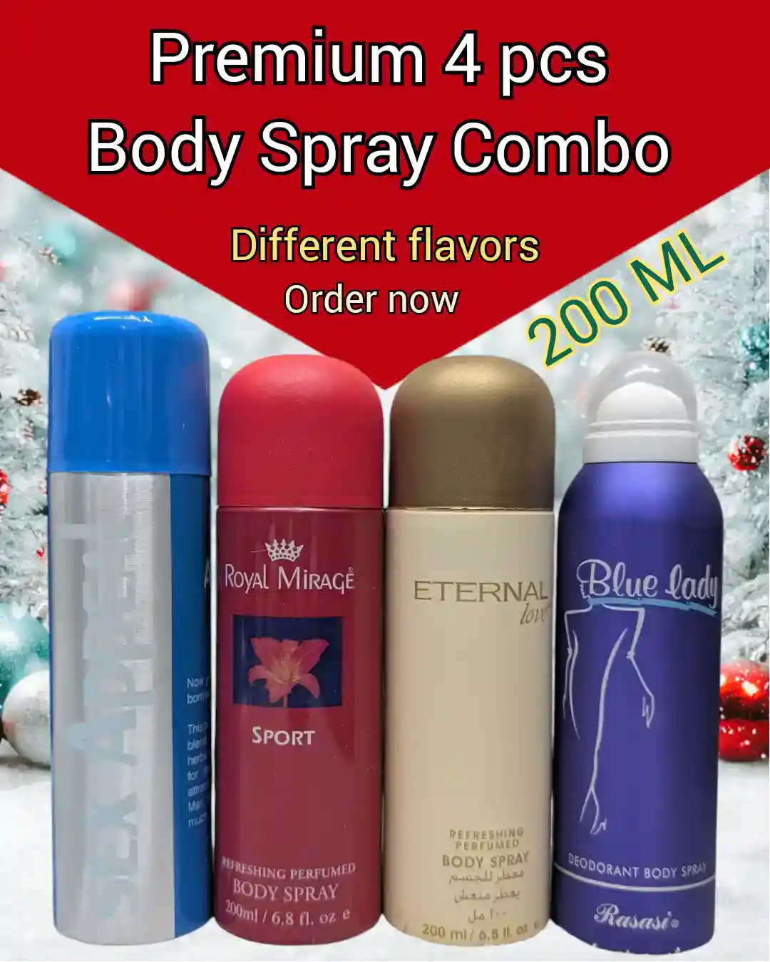 200 ML Hot Ice Band 4 pcs Body Spay Combo